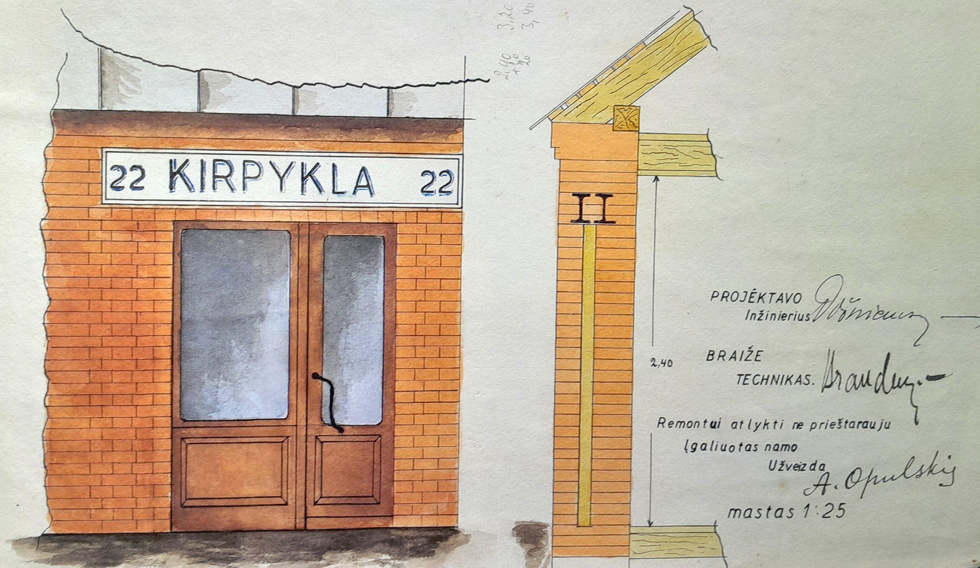 Braižinys perdirbimui angų pil. A. Janušausko: [Januškevičiaus] kirpyklos Kaune, Laisvės al. 22, pil. Jadvygos Pacevičienės name. Projektas ir techninė priežiūra inž. Vaclovo Višniausko. 1926 09 14.