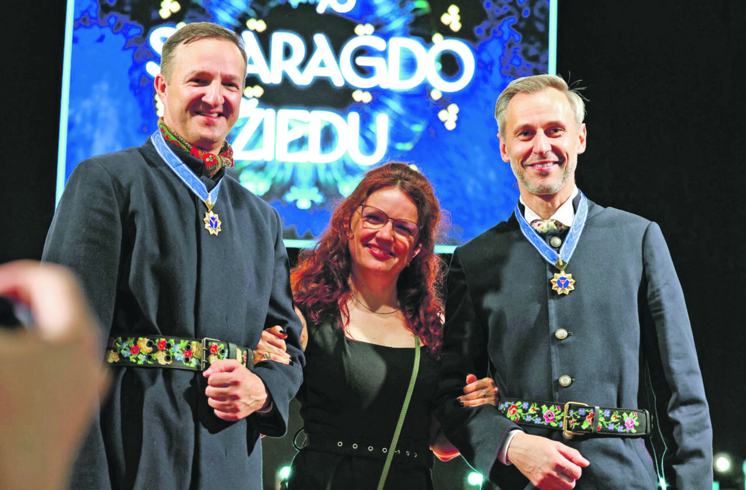 Stilius: už kultūrinę veiklą įvertinti M. Jankauskas ir G. Vilčiauskas iškilmėms pasipuošė vienodai.