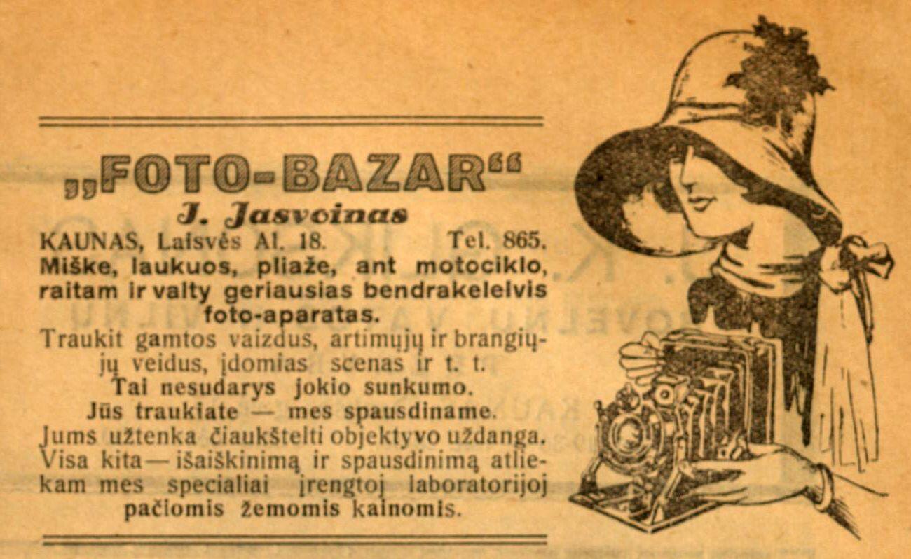 „Foto – Bazar” J. Jasvoinas Kaunas, Laisvės al. 18 ... // Lietuvos Respublikos 1932 – 1933 metų adresų knyga „Visas Kaunas”. – Kaunas: E. Lorenšaitė, 1933, p. 335.