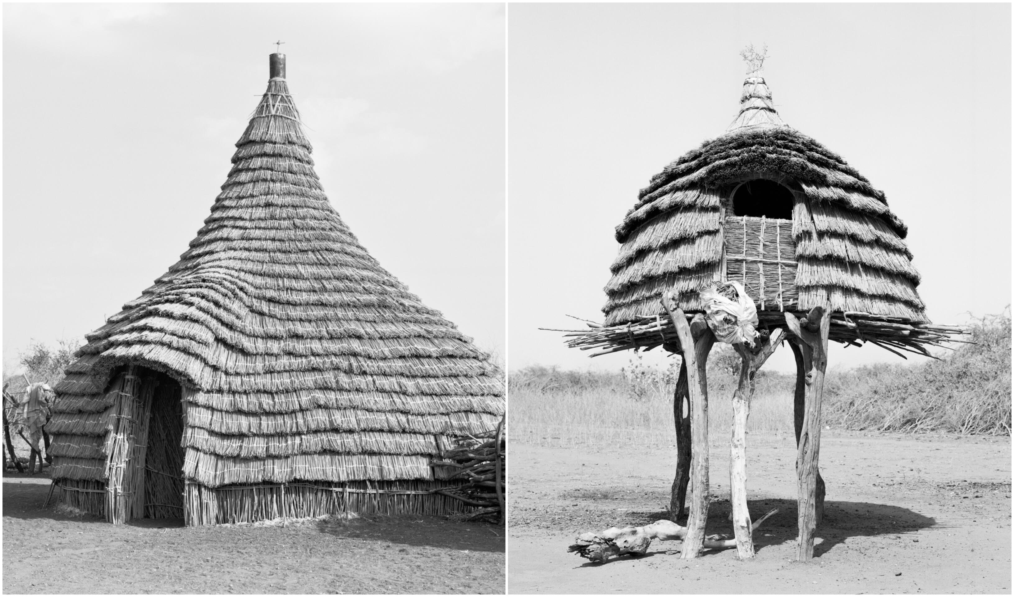 Detalės: pastatų architektūra tik prašalaičiui atrodo vienoda – vietos gyventojai genčių arealo ribas gali atpažinti iš skirtingos stogo formos. Nuotraukose – toposos genties namai.