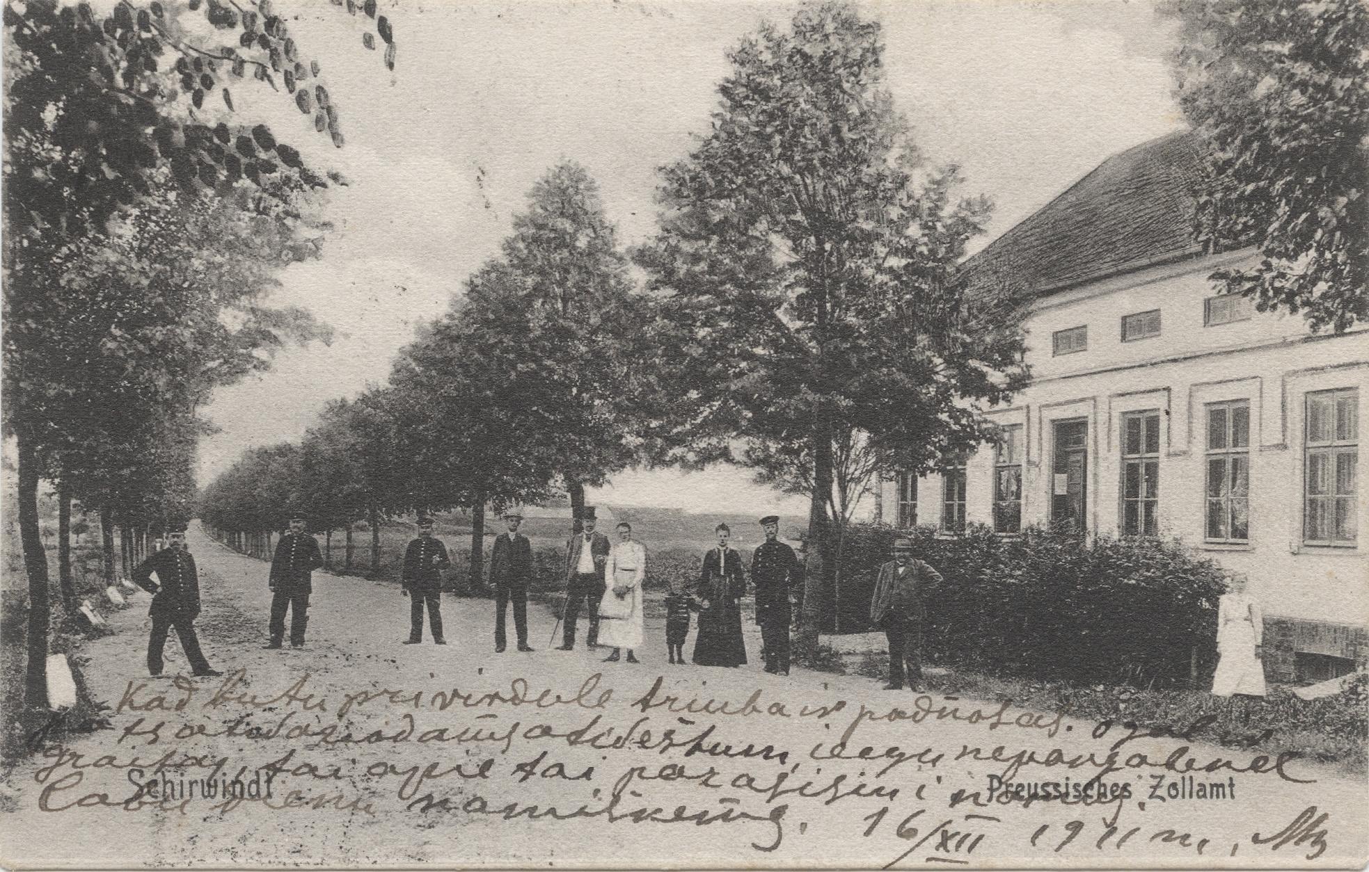 Rusijos ir Vokietijos siena. Širvintos muitinė. Apie 1910 m. Atvirukas. Leidėjas D. Ziegleris, Karaliaučius.