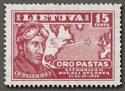 Įamžino: 1936 m. „Lietuvos paštas“ lakūno F. Vaitkaus žygiui pagerbti išleido pašto ženklą.