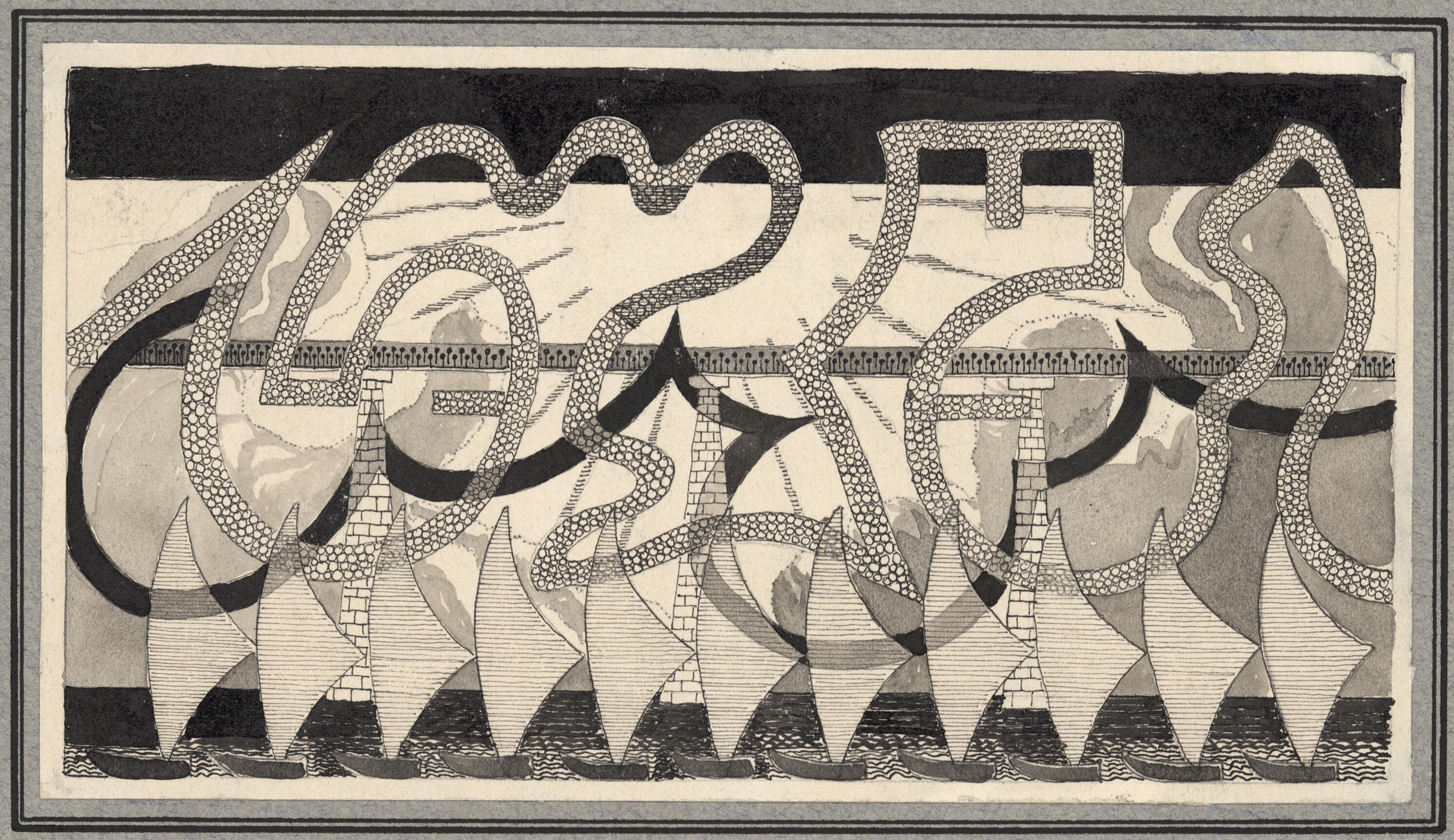 M. K. Čiurlionis. „Vinjetė (Laiveliai)“, 1909. 