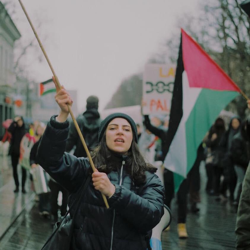 Aktyvi: N. Al-Mawed – įvairių Palestiną palaikančių akcijų dalyvė.
