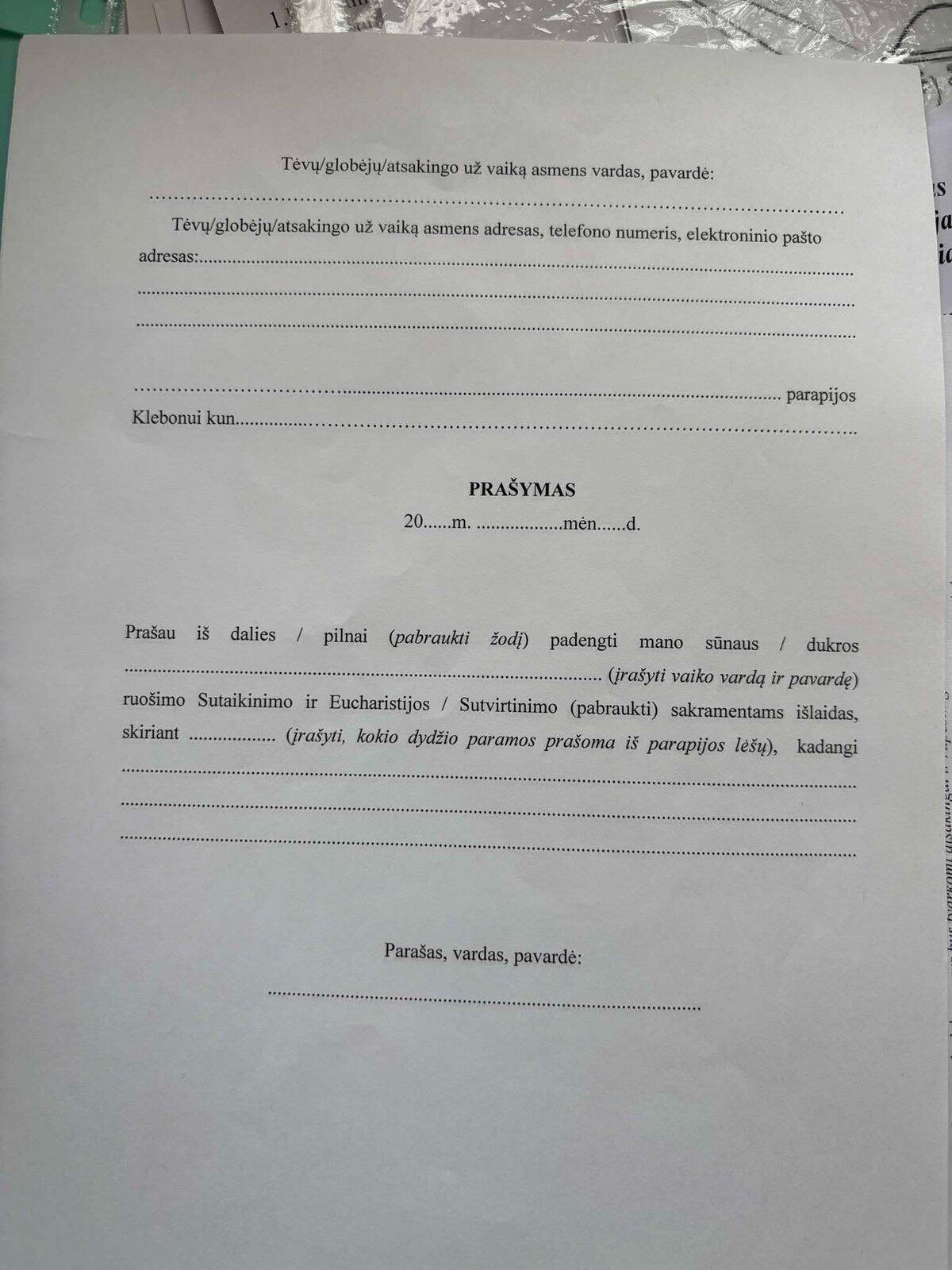 Pirmoji Komunija ir raštas