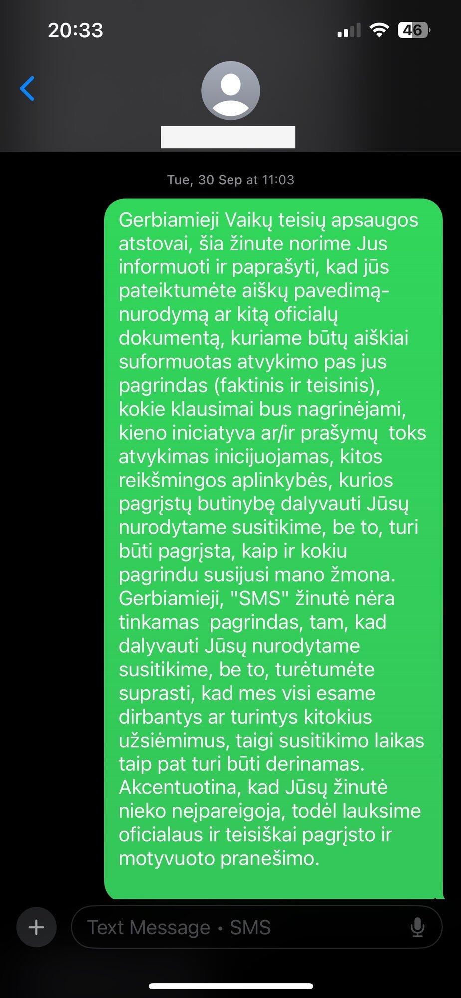 2 pav. Susirašinėjimas su vaiko teisių apsaugos tarnyba.