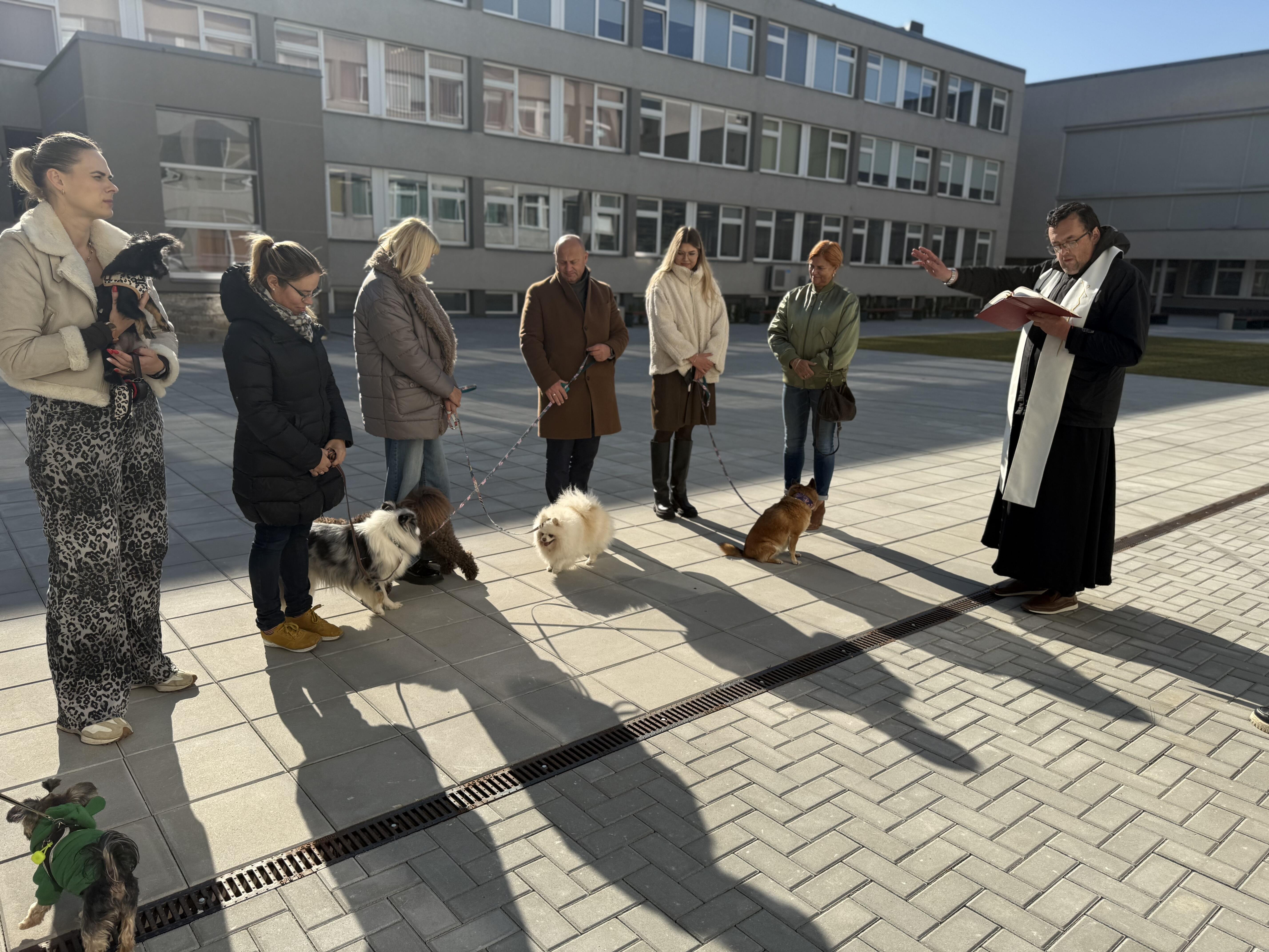 Tradicija: LSMU kasmet laimina savo darbuotojų ir studentų gyvūnus. 