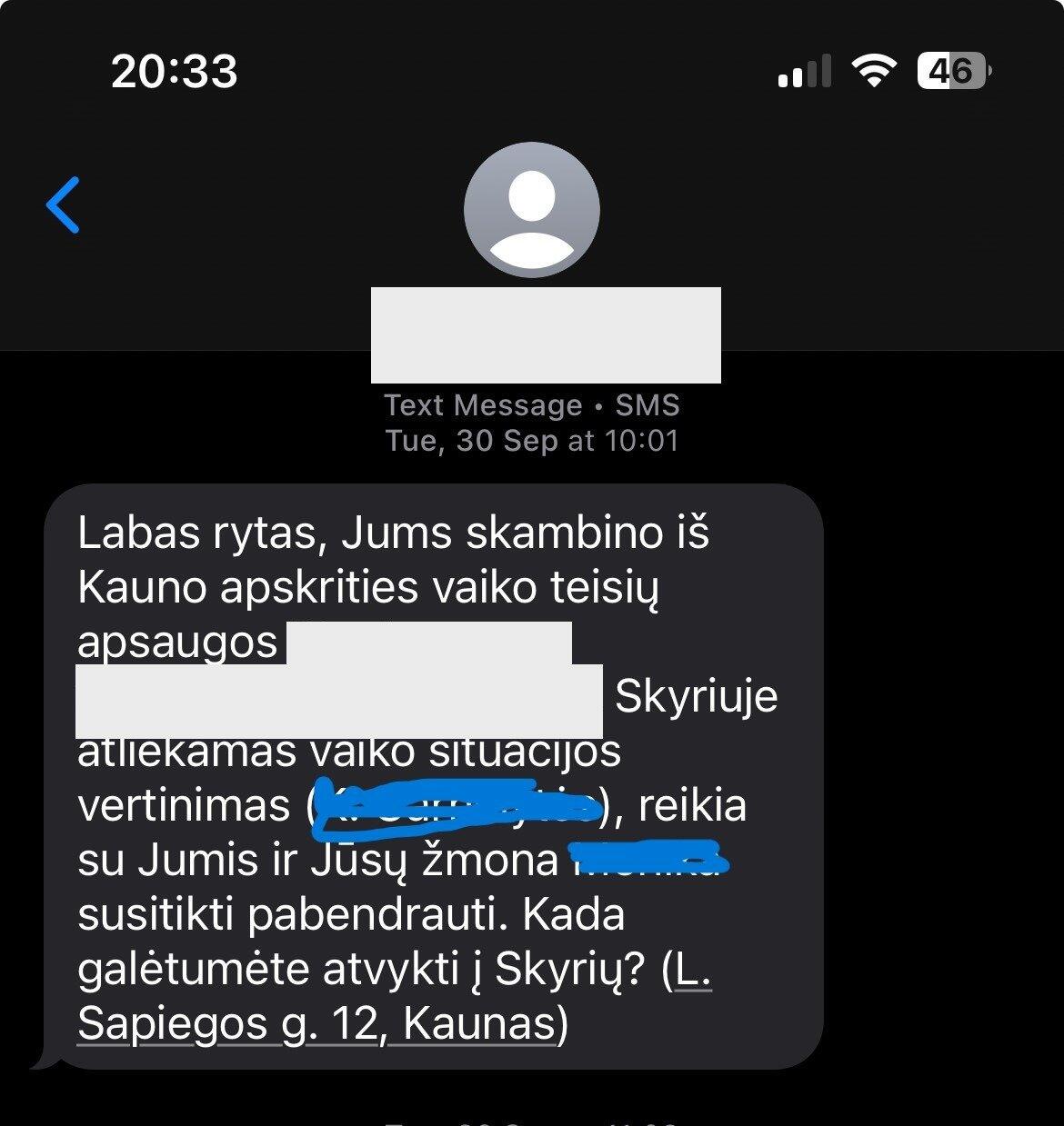 1 pav. Susirašinėjimas su vaiko teisių apsaugos tarnyba.