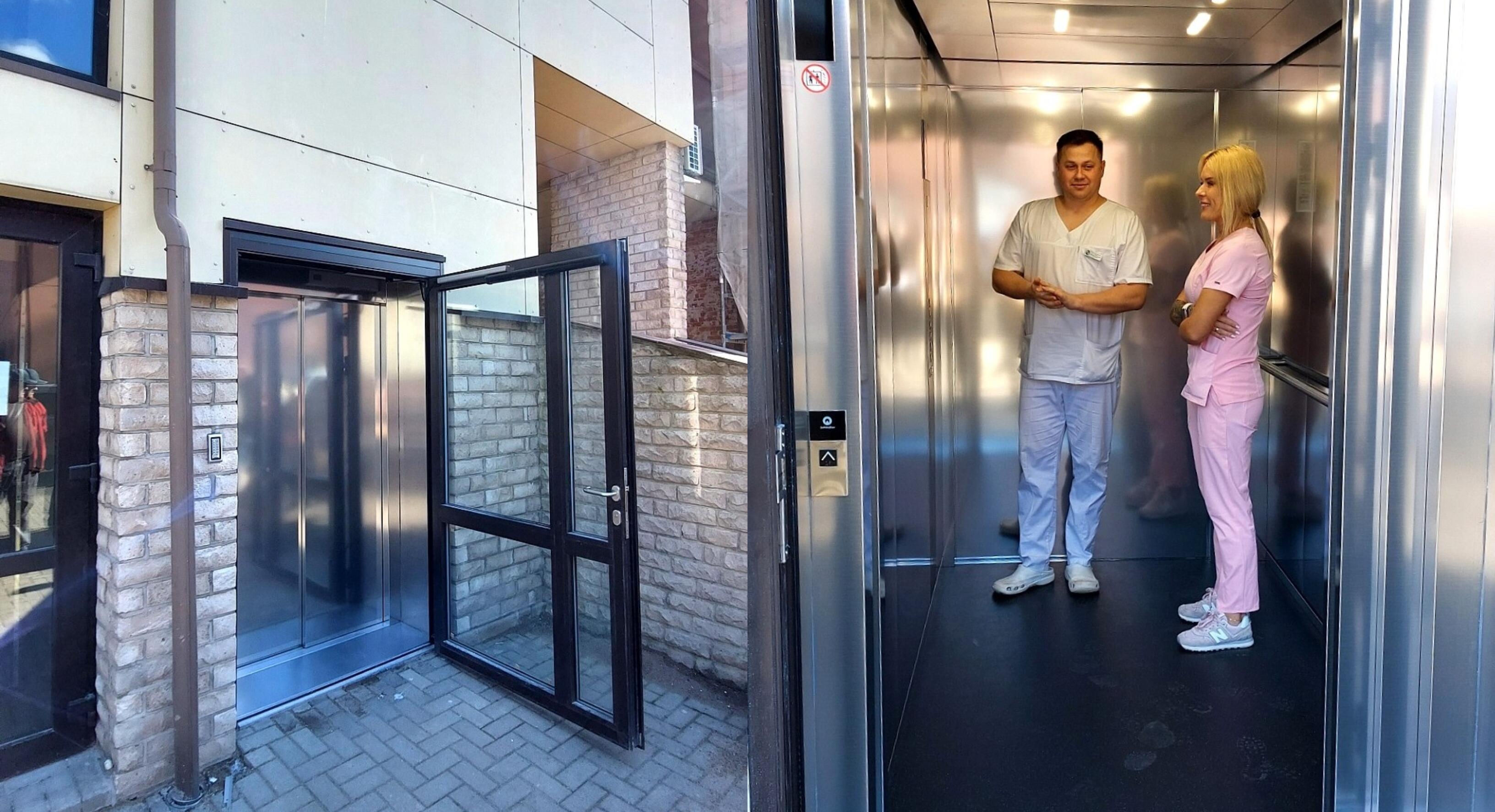 Naujai įrengtas liftas, užtikrinantis saugų, patogų judėjimą pacientams ir darbuotojams.