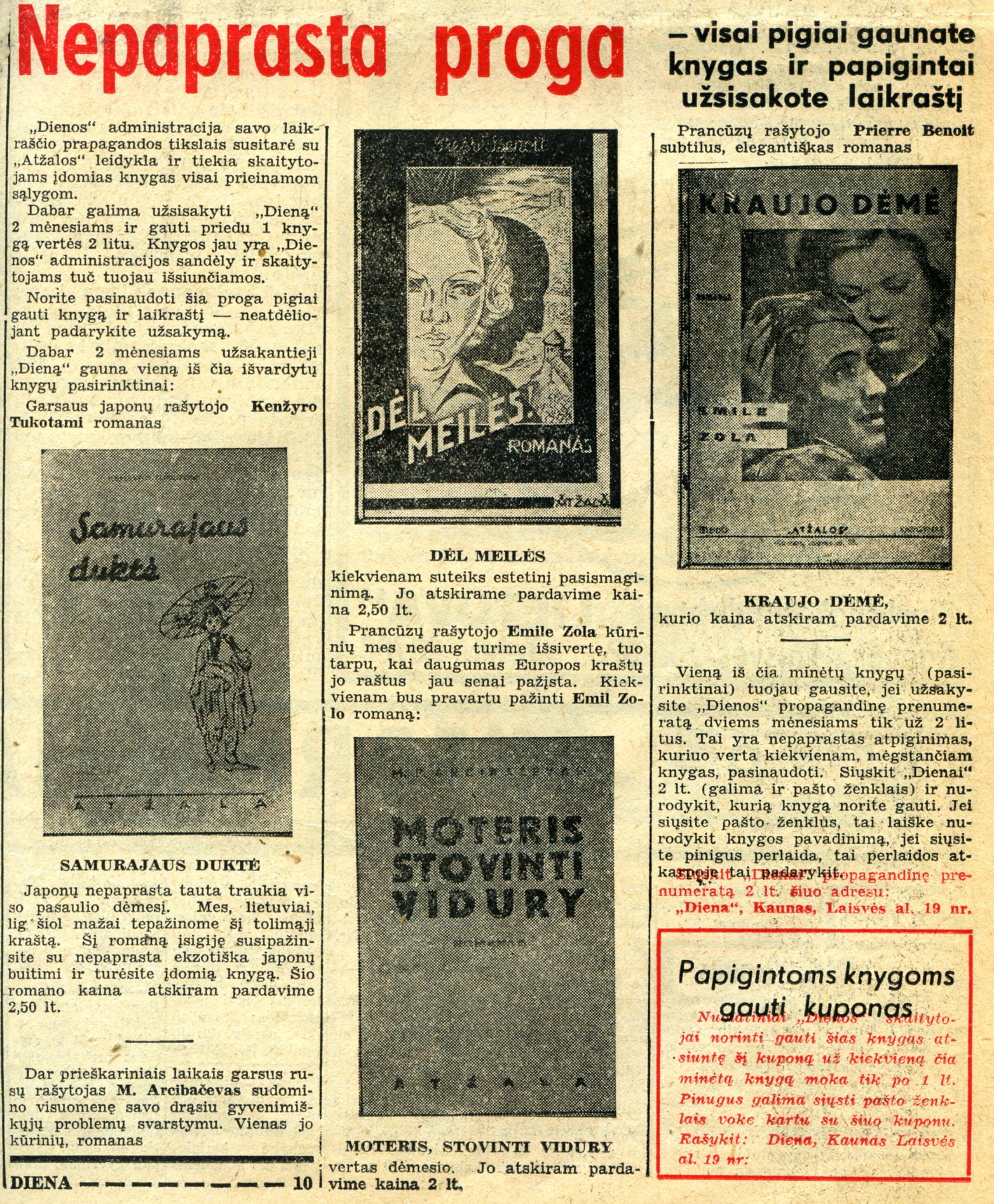 Laisvės al. 16 „Atzalos“ knygyno ir „Dienos“ laikraščio redakcija