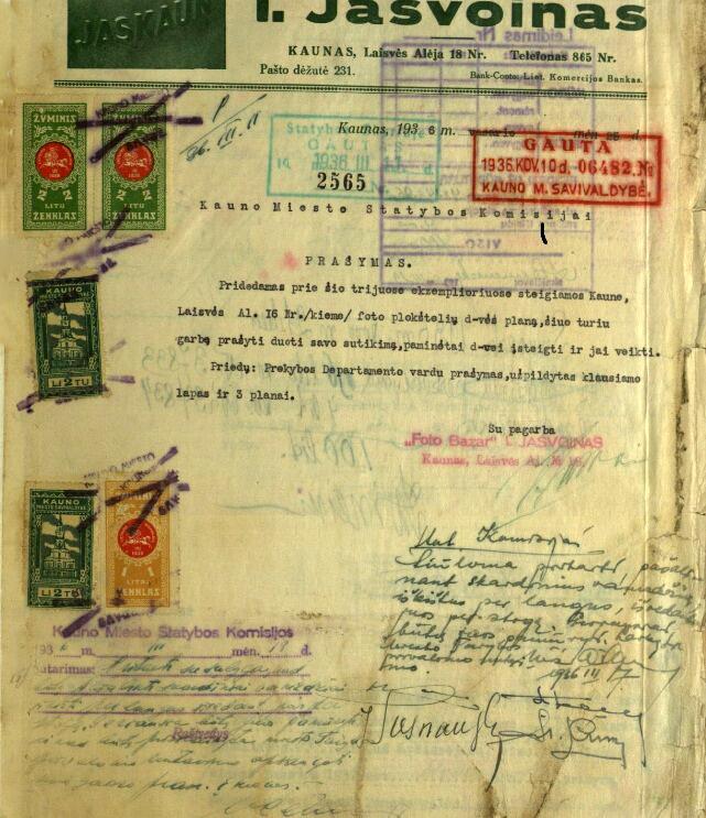 I. Jasvoino prašymas leisti bendrovei Laisves al. 16 kieme veikti. 