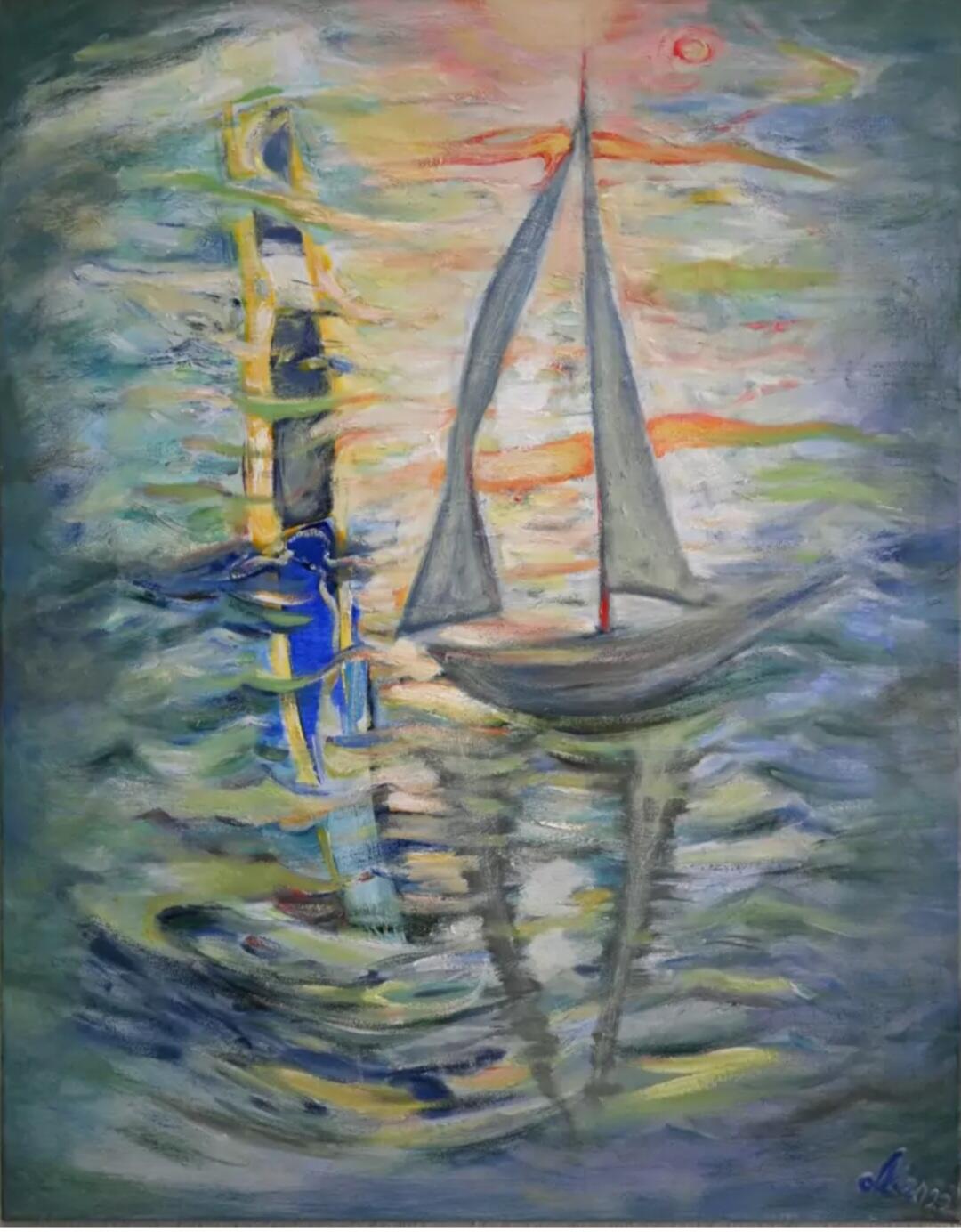 Saulėlydis. 2022. Drobė, aliejus. 90x70 cm. 