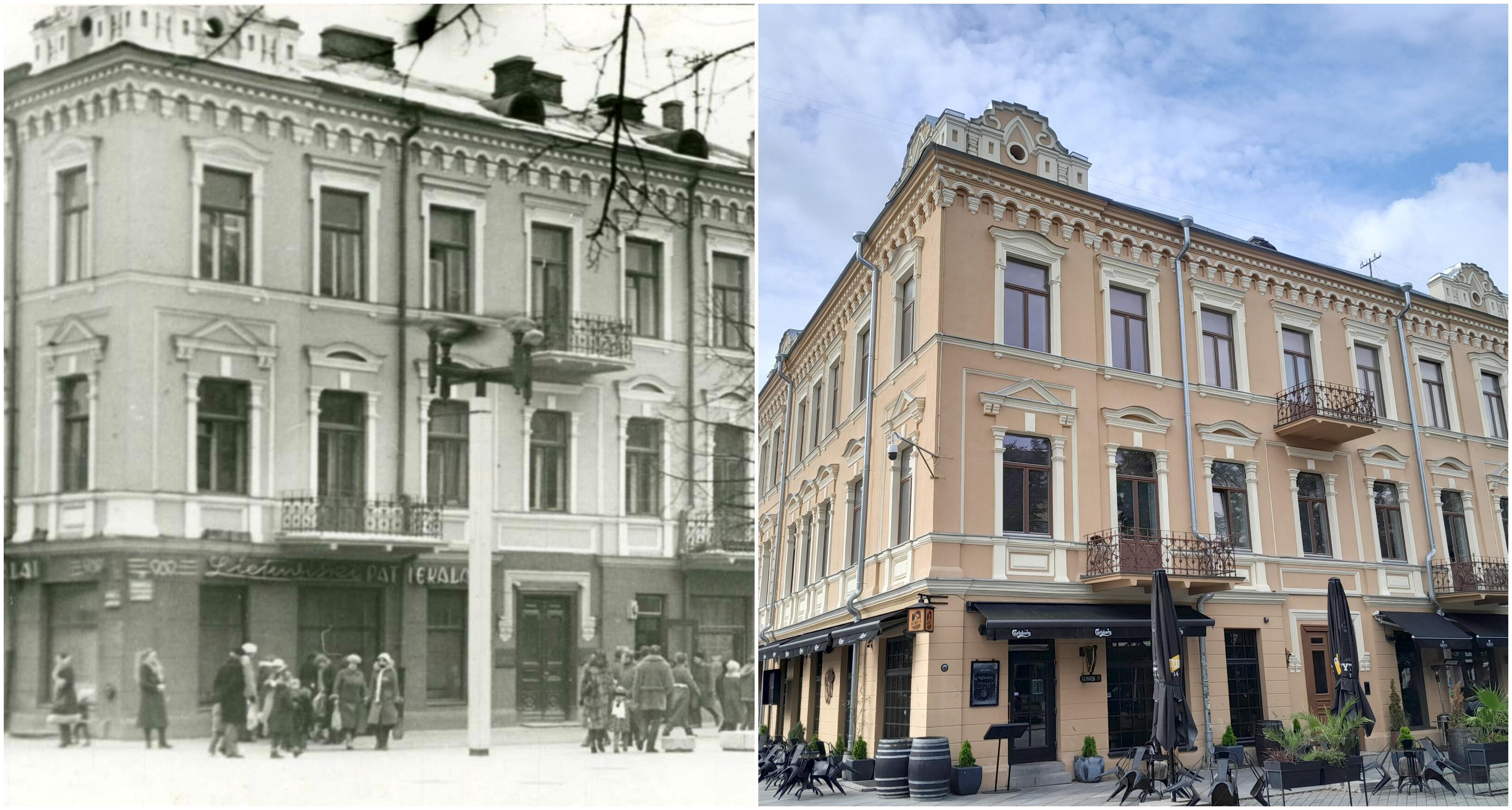 Laisvės al. 21, 23 (nuotr. kairėje). (1980–1982). Kauno Ąžuolyno biblioteka. Laisvės al. 21 (nuotr. dešinėje). 2025 m.