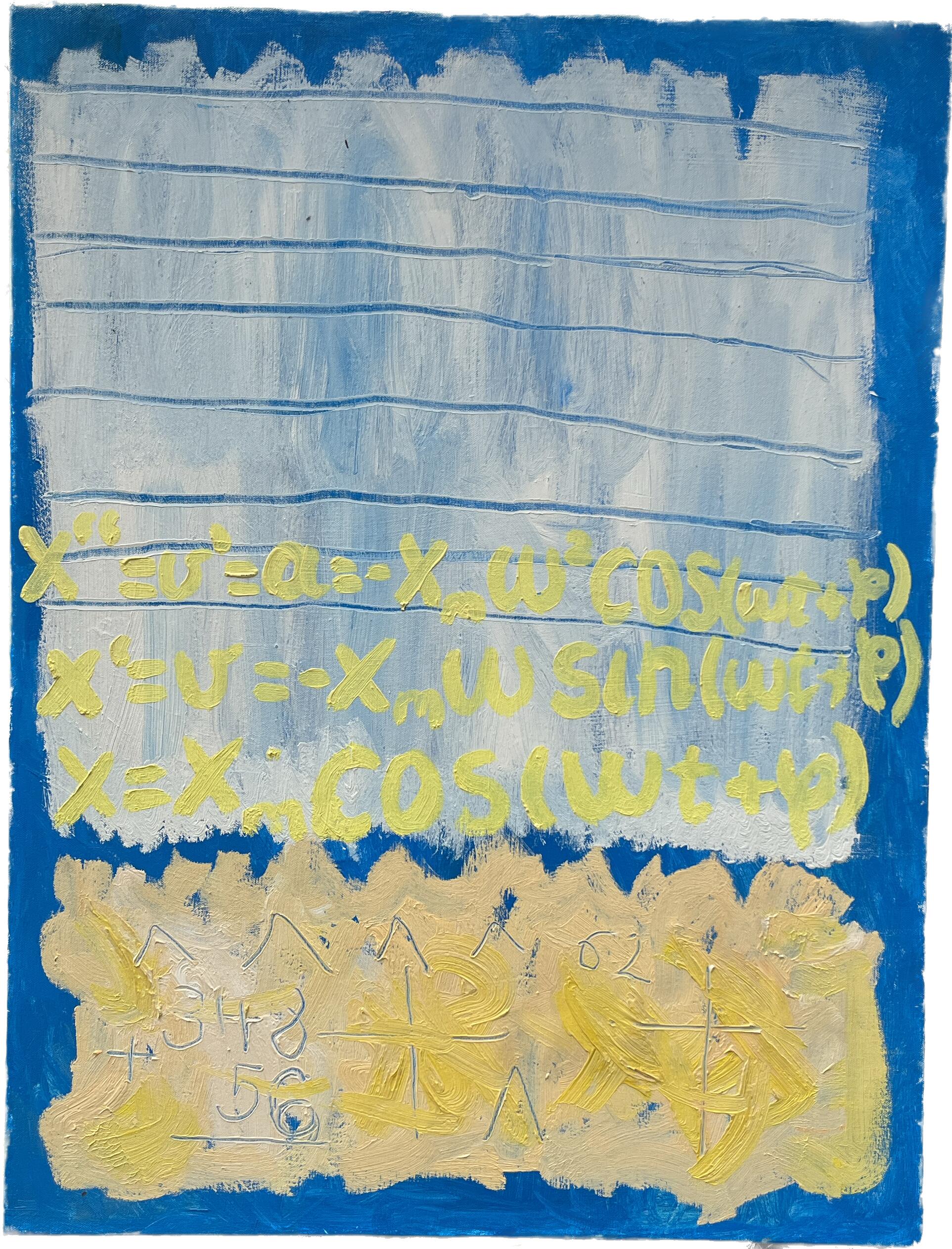 Kūno padėtis vykstant harmoniniams svyravimams. 80x60 cm. Drobė, aliejiniai dažai. 2021 m.