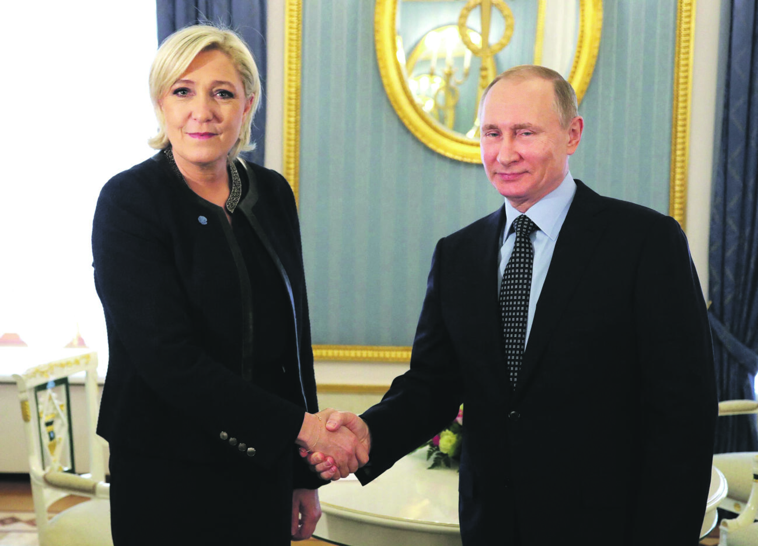 Radikalai: 2017-ųjų nuotraukoje – M. Le Pen ir V. Putinas, pasidalijantys atitinkamai 4-ąją ir 5-ąją vietas, aplenkė būrį kitų žemyno lyderių.