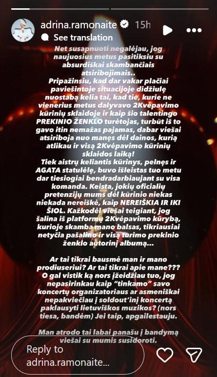 Adrinos įrašas socialinuose tinkluose