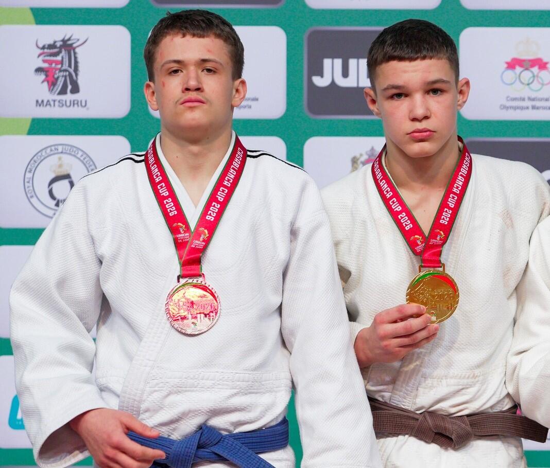 Tautiečiai: E. Budrys (kairėje) su N. Aleksiejūnu susitiko „Casablanca African Open“ finale.