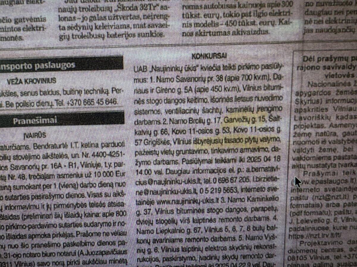 Konkurso skelbimas laikraštyje