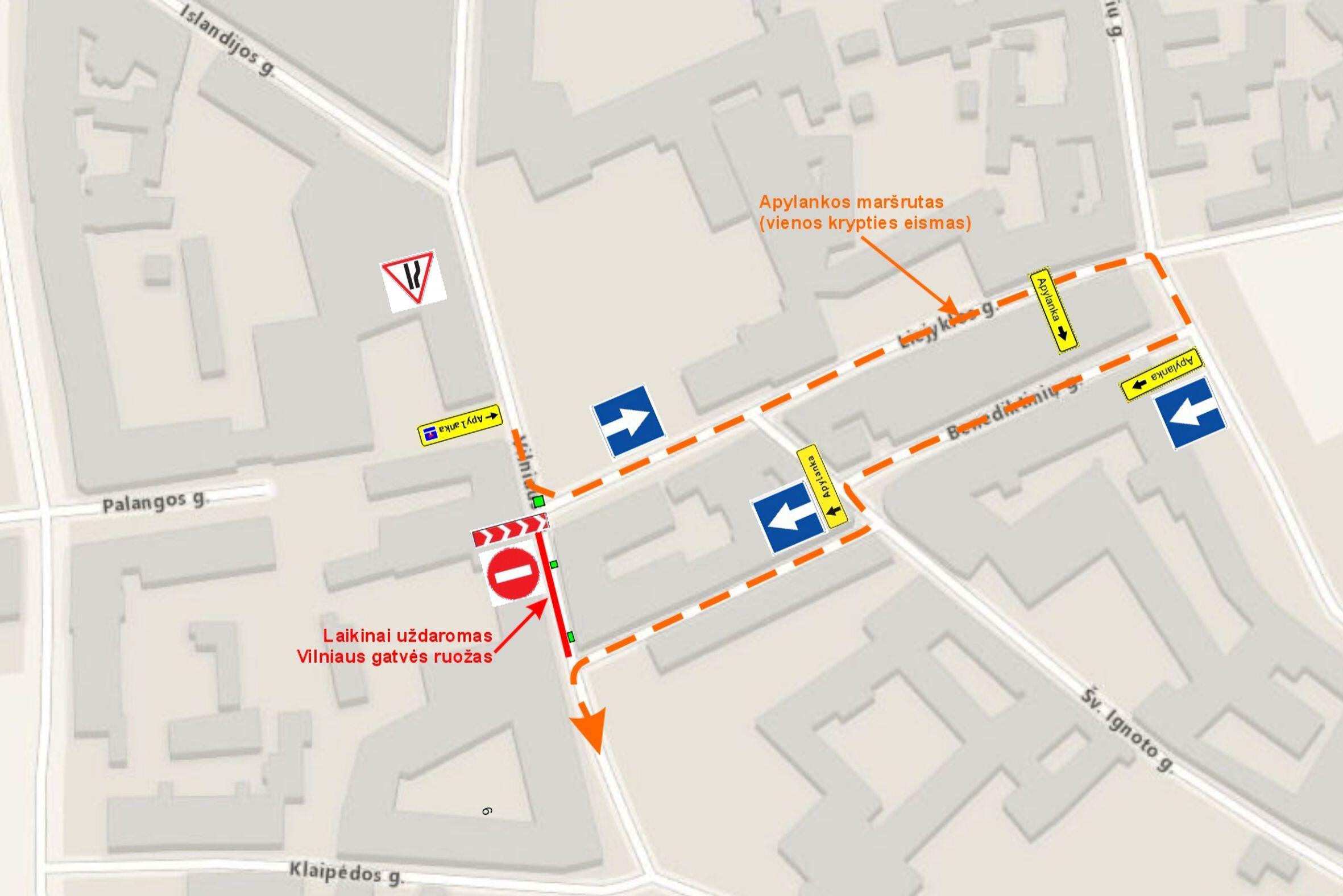 Vilniaus gatvės eismo ribojimo schema