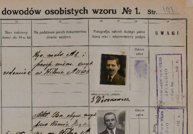  1923 m. Vilniaus vidaus pasų registracijos knyga (fragmentas).