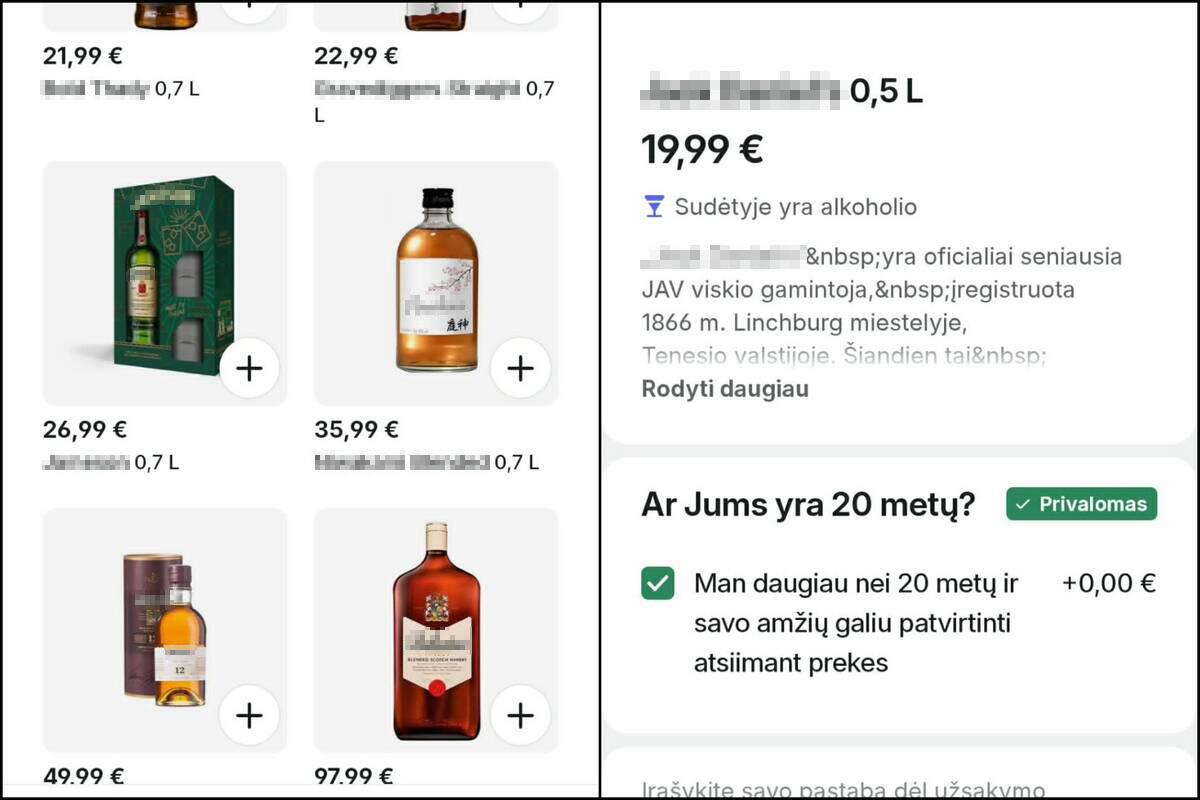 Taisyklės: alkoholinių gėrimų gali įsigyti tik tam tikro amžiaus sulaukę asmenys – kurjeris patikrins asmens dokumentą.