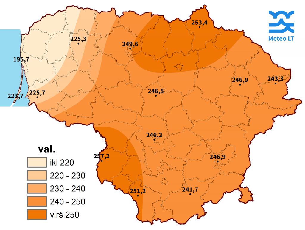 Saulės spindėjimo trukmė (val.) 2026 m. kovo mėnesį Lietuvoje.
