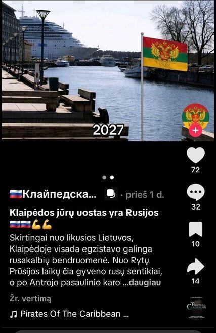 Bauginimai: socialiniame tinkle užfiksuoti mėginimai klaipėdiečiams įpiršti Klaipėdos liaudies respublikos idėją – esą jau 2027 metais pajūris tarps Rusijos.
