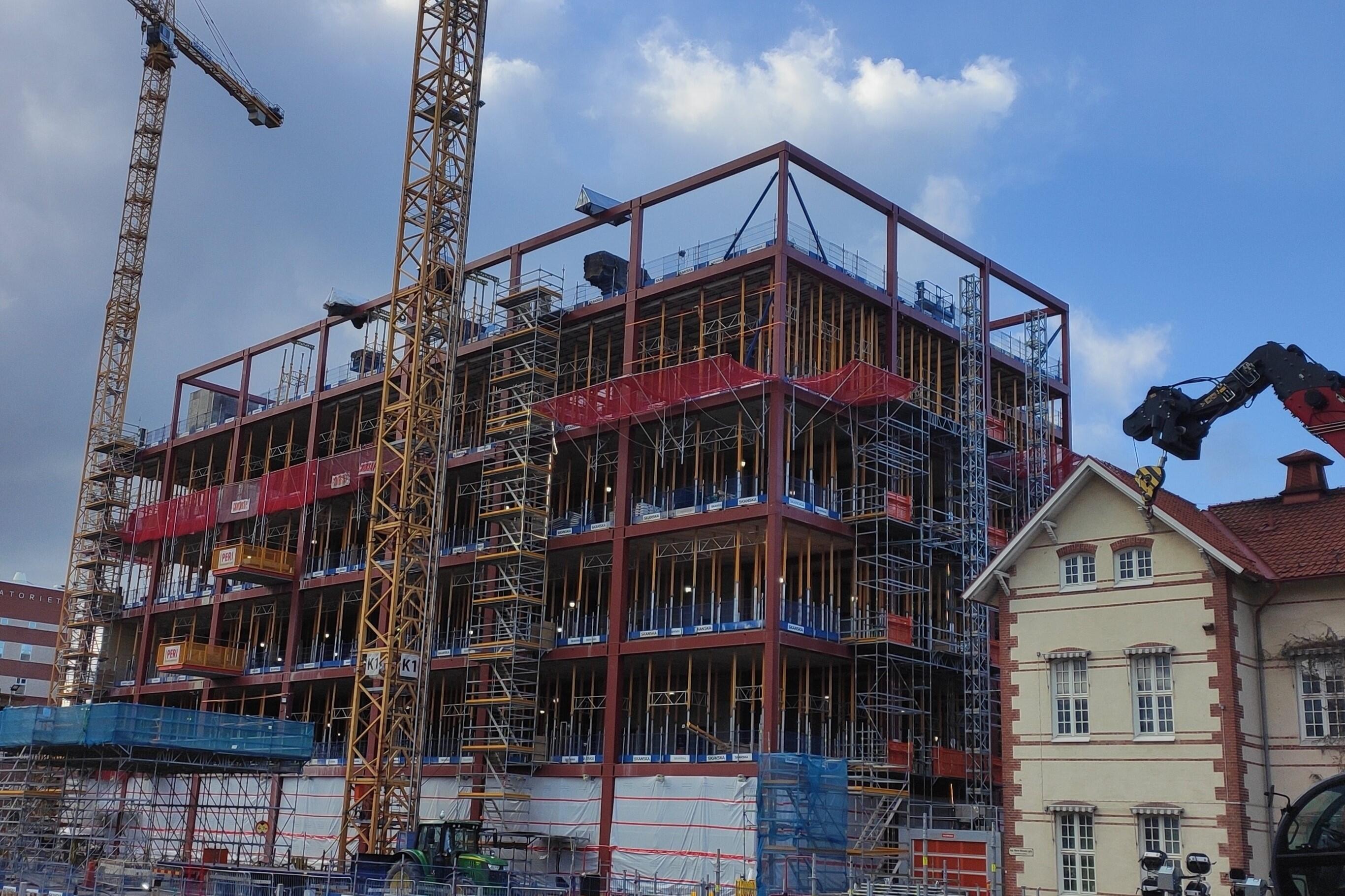 Ligoninės statyba Malmėje, Švedijoje.