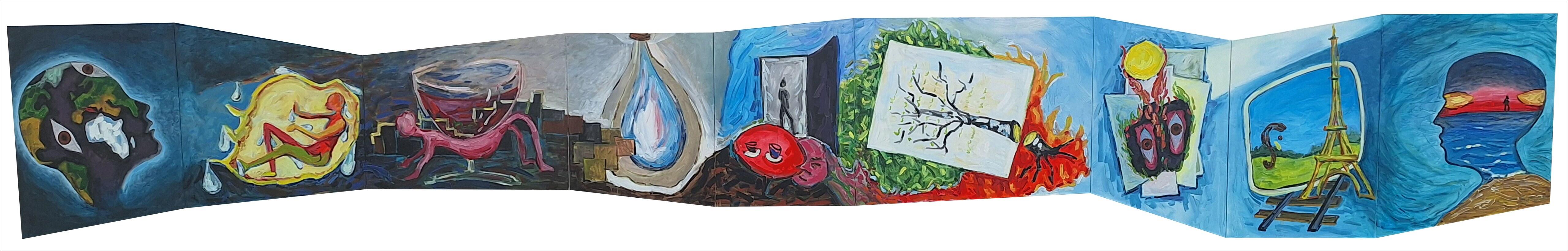 Monika Pundziūtė. Albumas „Sopa“. Drobė, akrilas. 111 x 780 cm. 2025 m