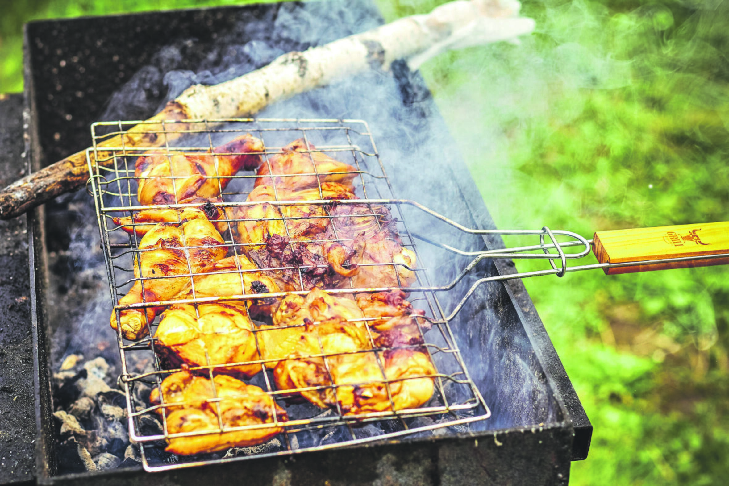 Pavojus: kad ant grilio ruošiama vištiena būtų saugi, reikia, kad jos vidinė temperatūra pasiektų bent 70 °C. 