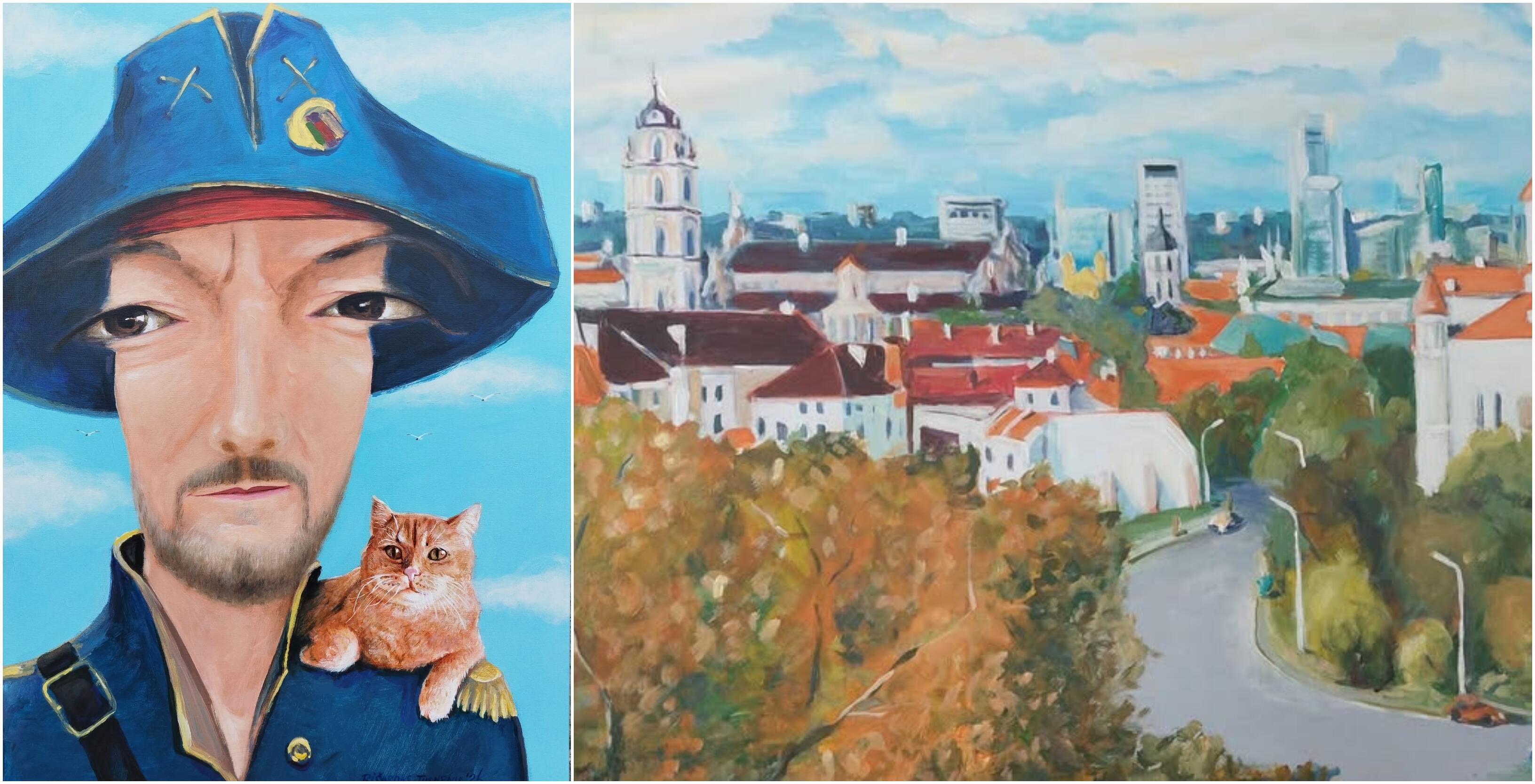 Įvairovė: Ričardas tapo ne tik madmuazeles. Jo kūryboje esama ir skrybėlėtų vyrų, ir Vilniaus vaizdų. 