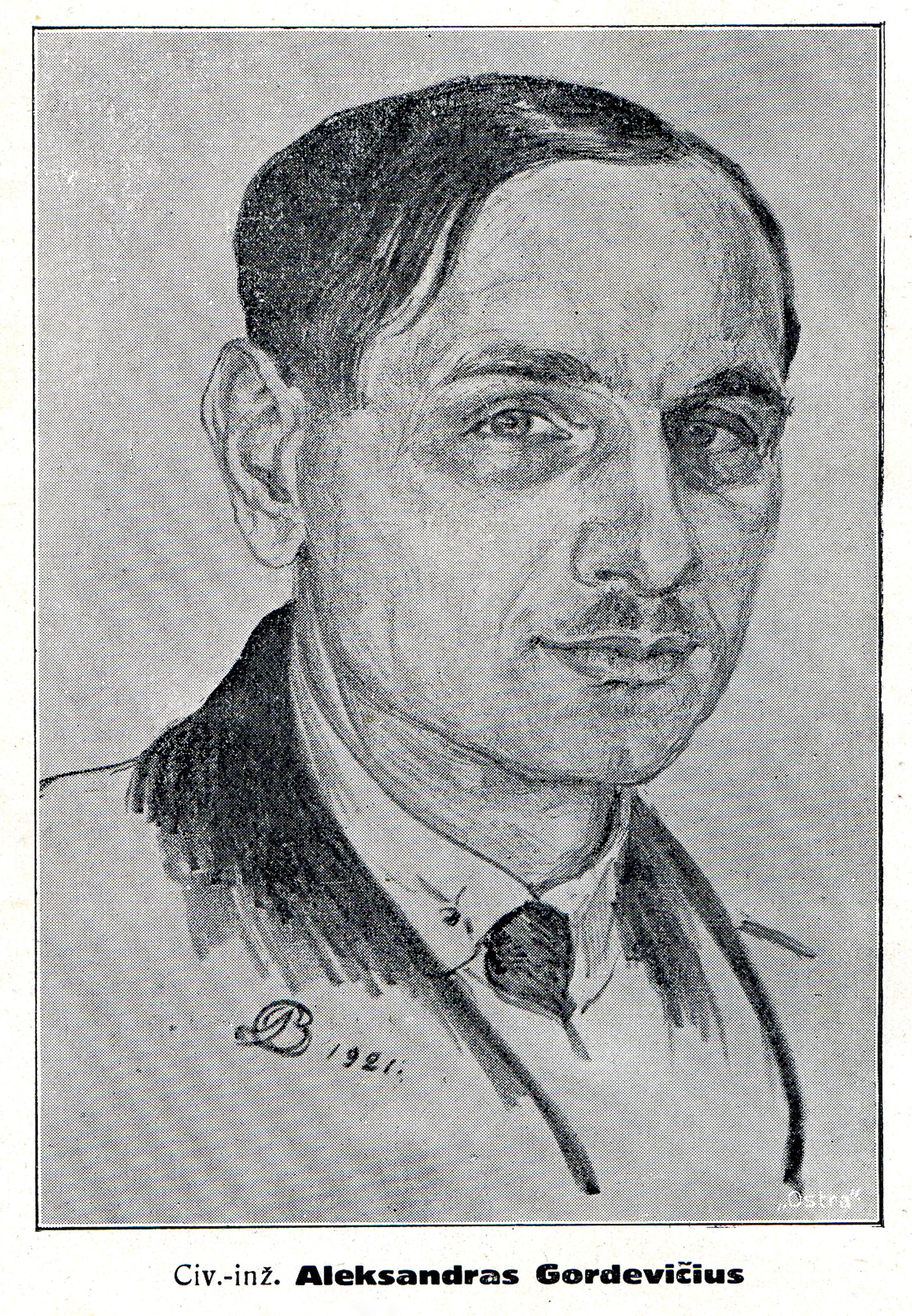 Civ. Inž. A. Gordevičius// Lietuvos kooperacijos bankas: [Lietuvos kooperacijos rūmų atidarymo paminėjimui 1924. V. 16]. – Kaunas, 1924, įklij.