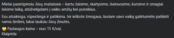 Nepigu: kai kurios auklės Klaipėdoje už vieną vaiko priežiūros valandą prašo iki 15 eurų – pasiūlymų gausu.