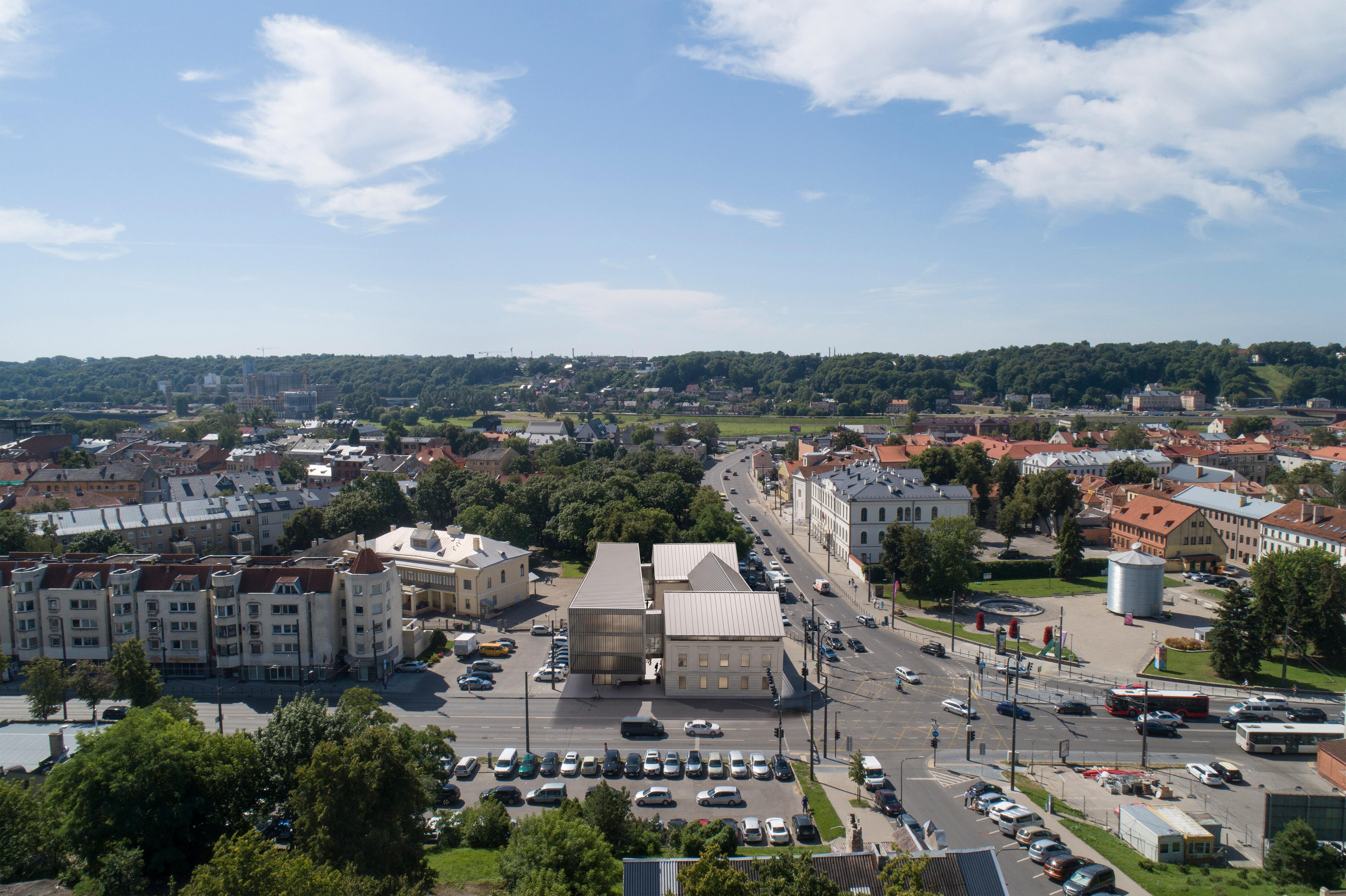Vizija: didžiausias planuojamas architektūrinis pokytis – dabartinio U formos pastato kontūras taps uždaras, rytinėje sklypo dalyje, per visą jo ilgį nuo Šv. Gertrūdos gatvės iki Vilniaus g. 33 sklypo ribos projektuojamas naujas stiklinis antžeminis tūris