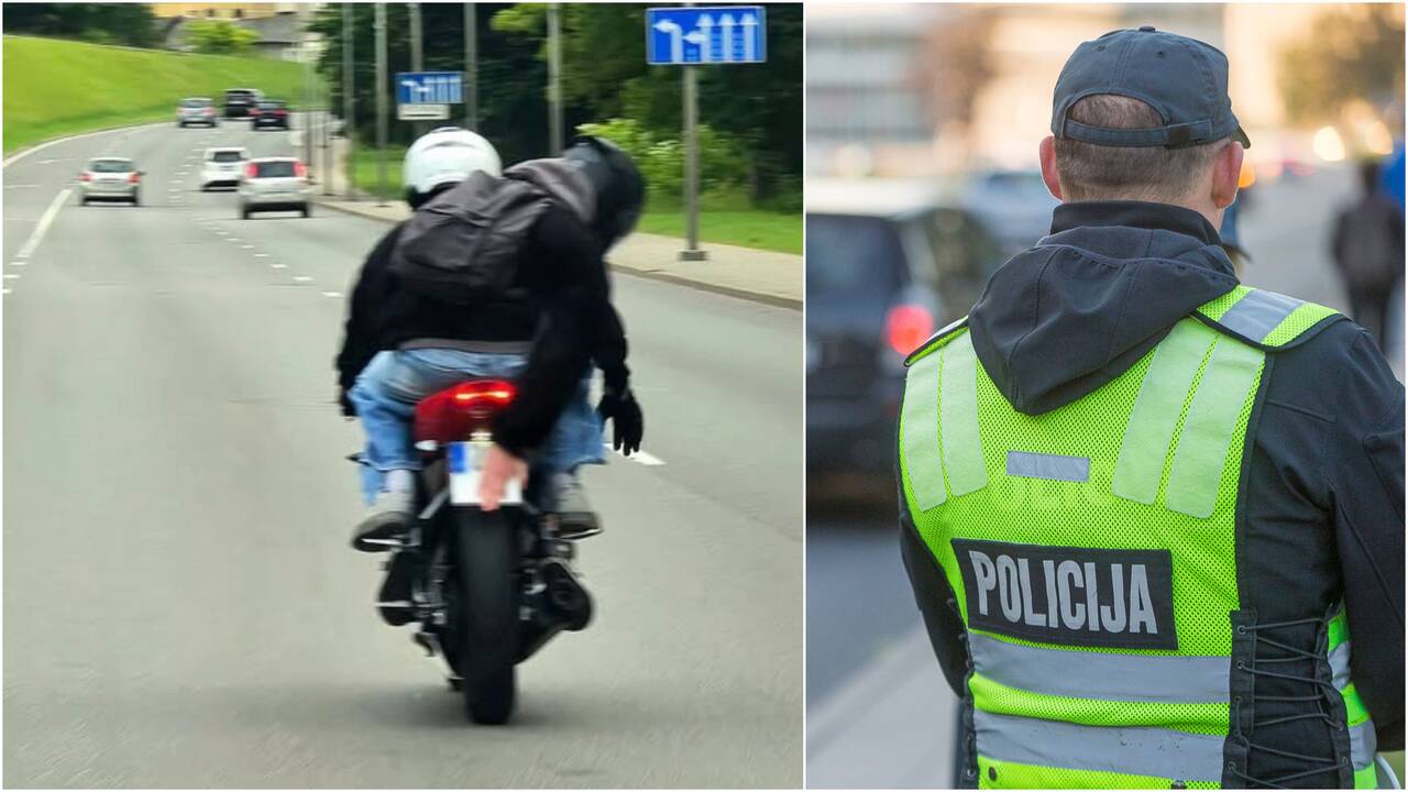 Motociklo vairuotojo ir keleivio „komandinis darbas“ sukėlė diskusiją: išradinga ar pavojinga?