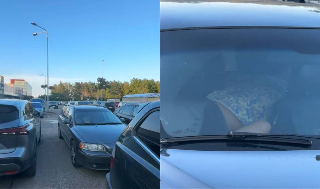 Aikštelėje prie „Akropolio“ užfiksuota ant galinės „Volvo“ sėdynės besimylinti porelė