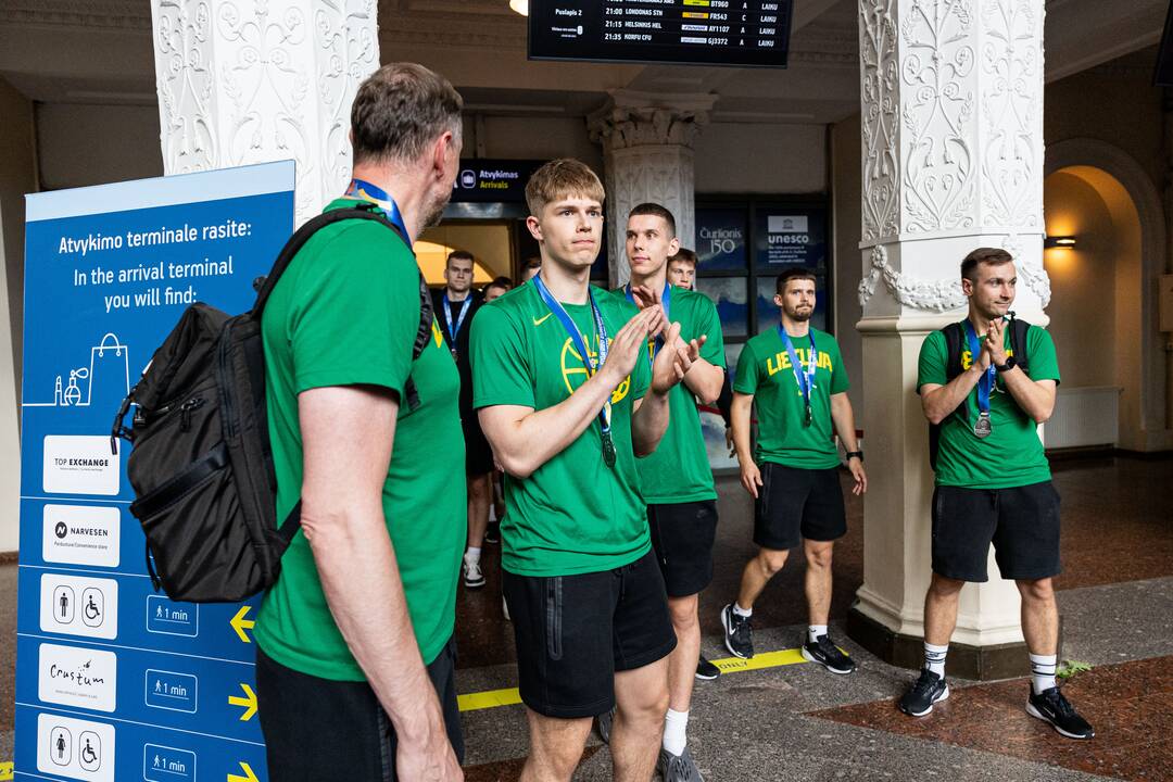 Lietuvos U20 vaikinų rinktinės sutiktuvės iš Europos čempionato