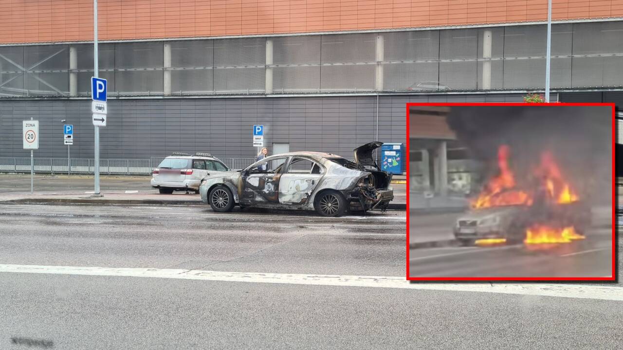 Gatvėje Šiauliuose automobilis virto ugnies fakelu