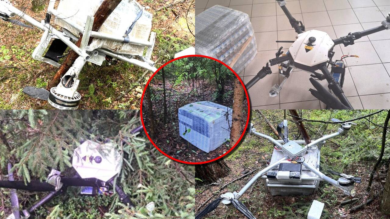 Dronai iš Baltarusijos į Lietuvą skraidino cigarečių kontrabandą: vienam sutrukdė medžio šaka