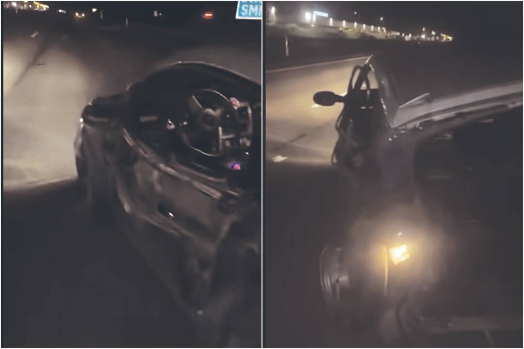 Nuostoliai: dėl naktį magistralėje nedideliu greičiu riedėjusio mikroautomobilio įvyko avarija.