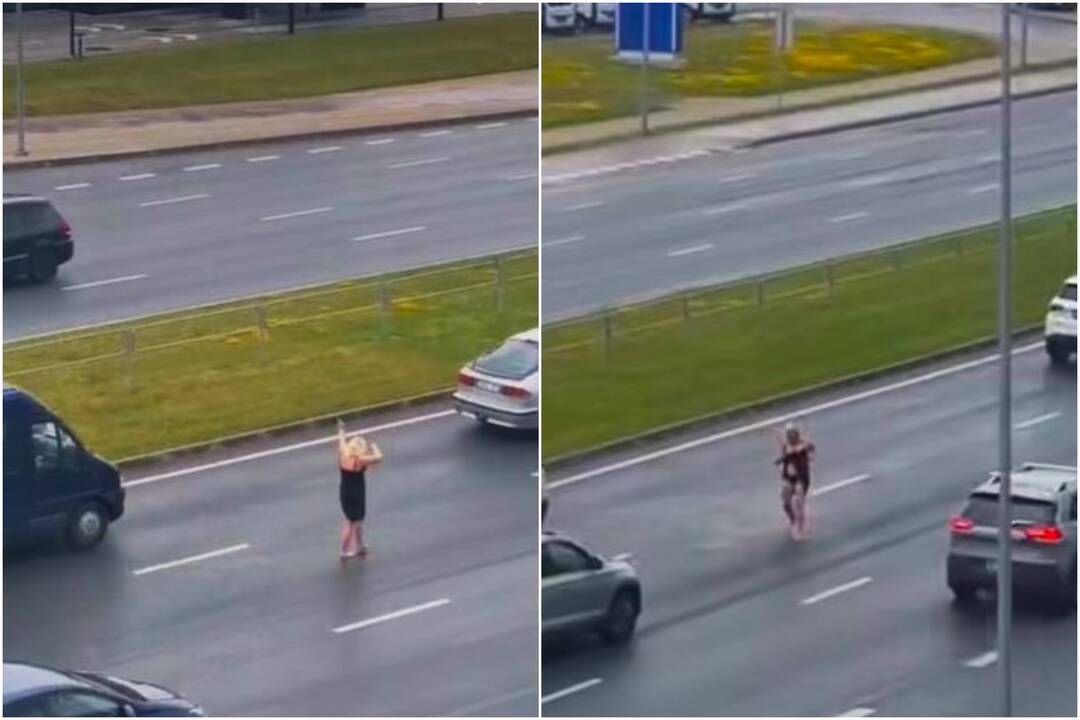 Basa moteris Šilutės plente