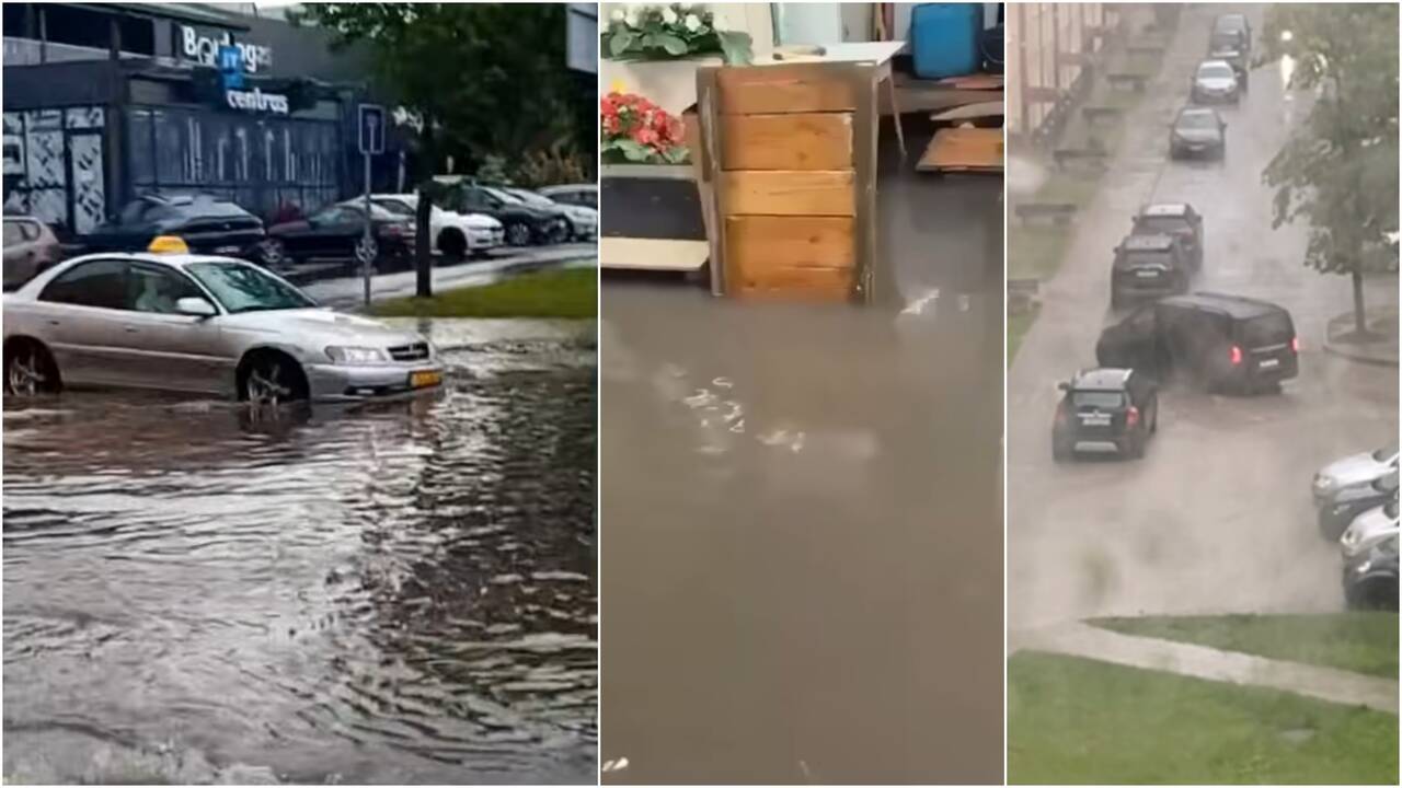 Mažeikiai skęsta – galinga liūtis užtvindė gatves