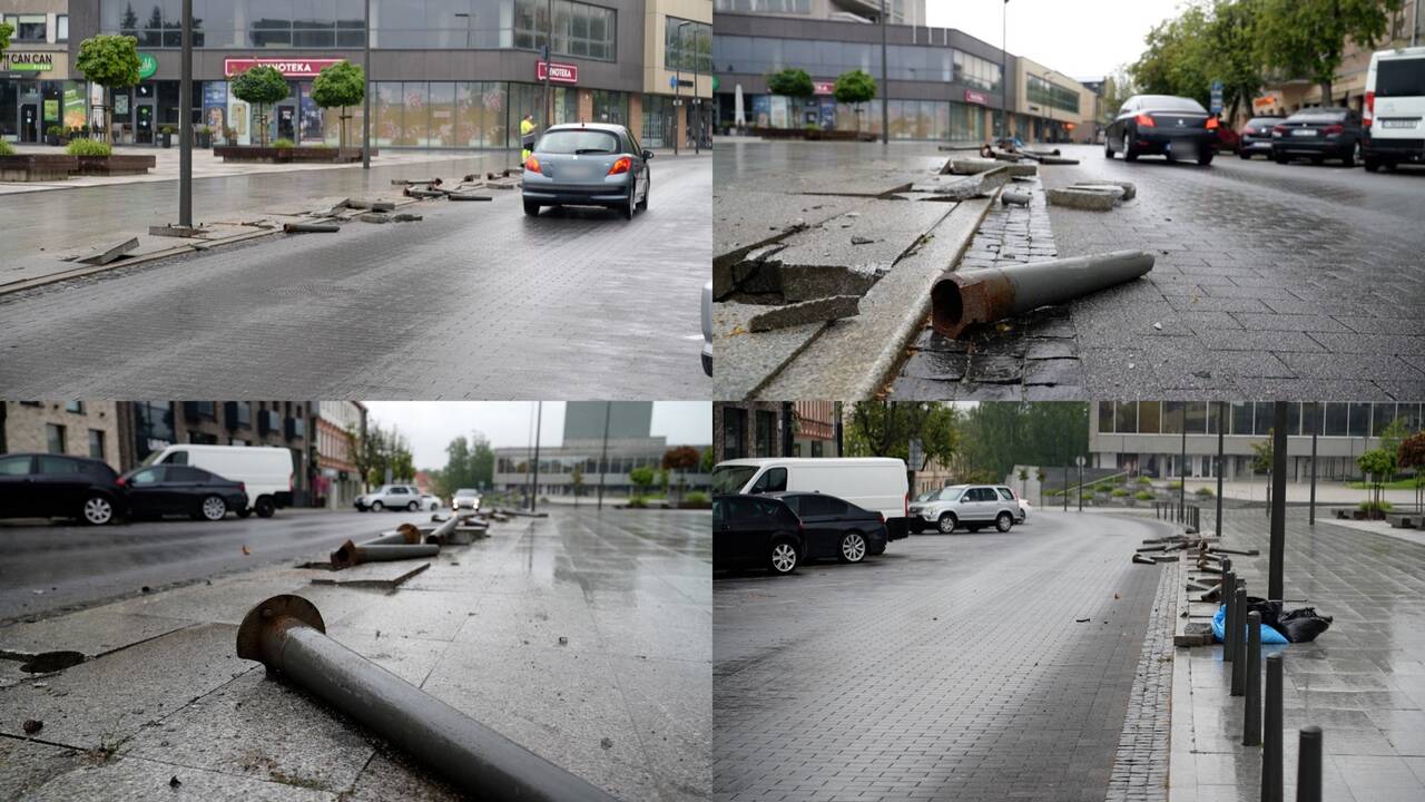 Girtas vairuotojas Panevėžio centre „nuskynė“ apsauginius stulpelius