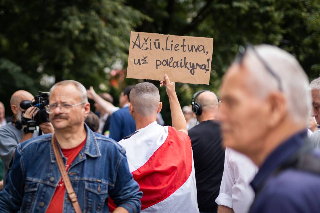 Protesto akcija prieš Baltarusijos opozicijos lyderės Cichanouskajos biurą Vilniuje