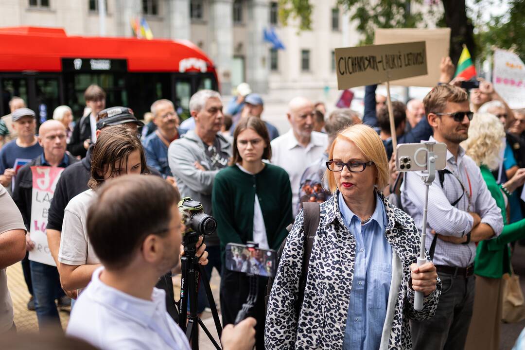 Protesto akcija prieš Baltarusijos opozicijos lyderės Cichanouskajos biurą Vilniuje