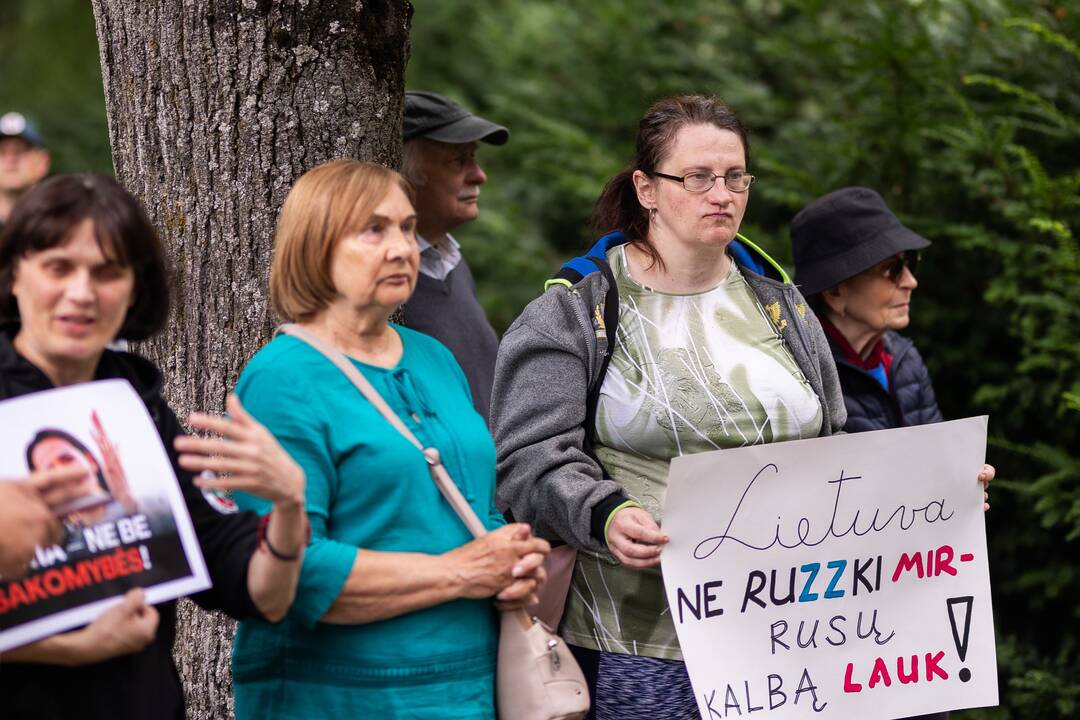 Protesto akcija prieš Baltarusijos opozicijos lyderės Cichanouskajos biurą Vilniuje