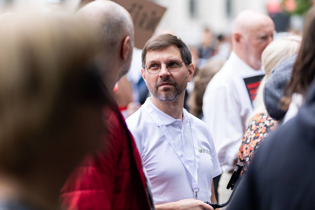 Protesto akcija prieš Baltarusijos opozicijos lyderės Cichanouskajos biurą Vilniuje