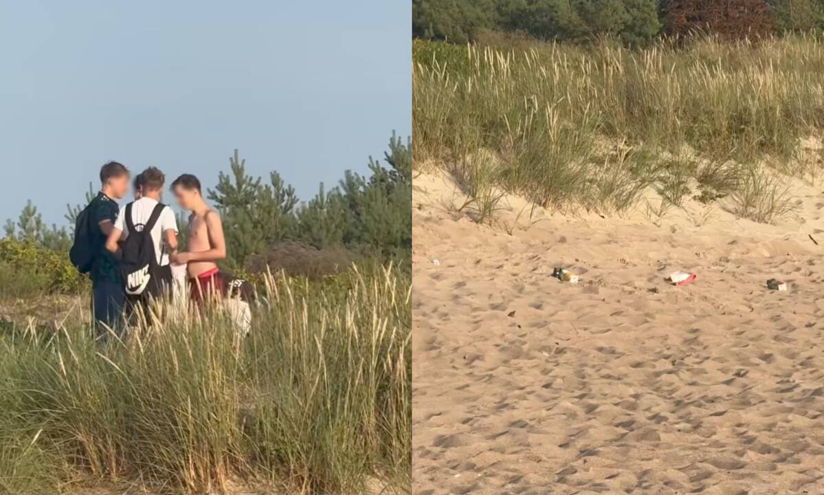 Nusivylimas: paplūdimyje poilsiavę paaugliai paliko krūvas šiukšlių. 