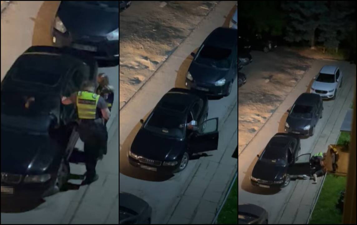 Nufilmavo, kaip pareigūnai tramdė įsisiautėjusį triukšmautoją