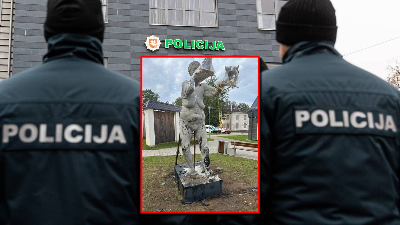 Policija sulaikė skulptūros padegimu Zarasuose įtariamą vyrą
